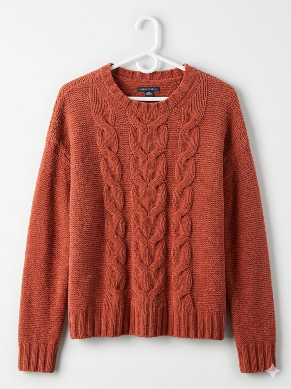 American Eagle Outfitters Women’s Cable Knit Crewneck Sweater - Rust Orange